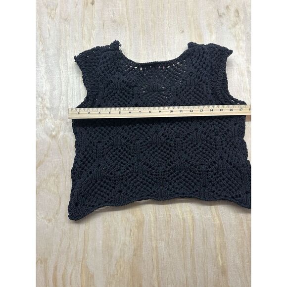 Free People Beach Crochet Tank Black Medium Knit Sweater M - Picture 5 of 6